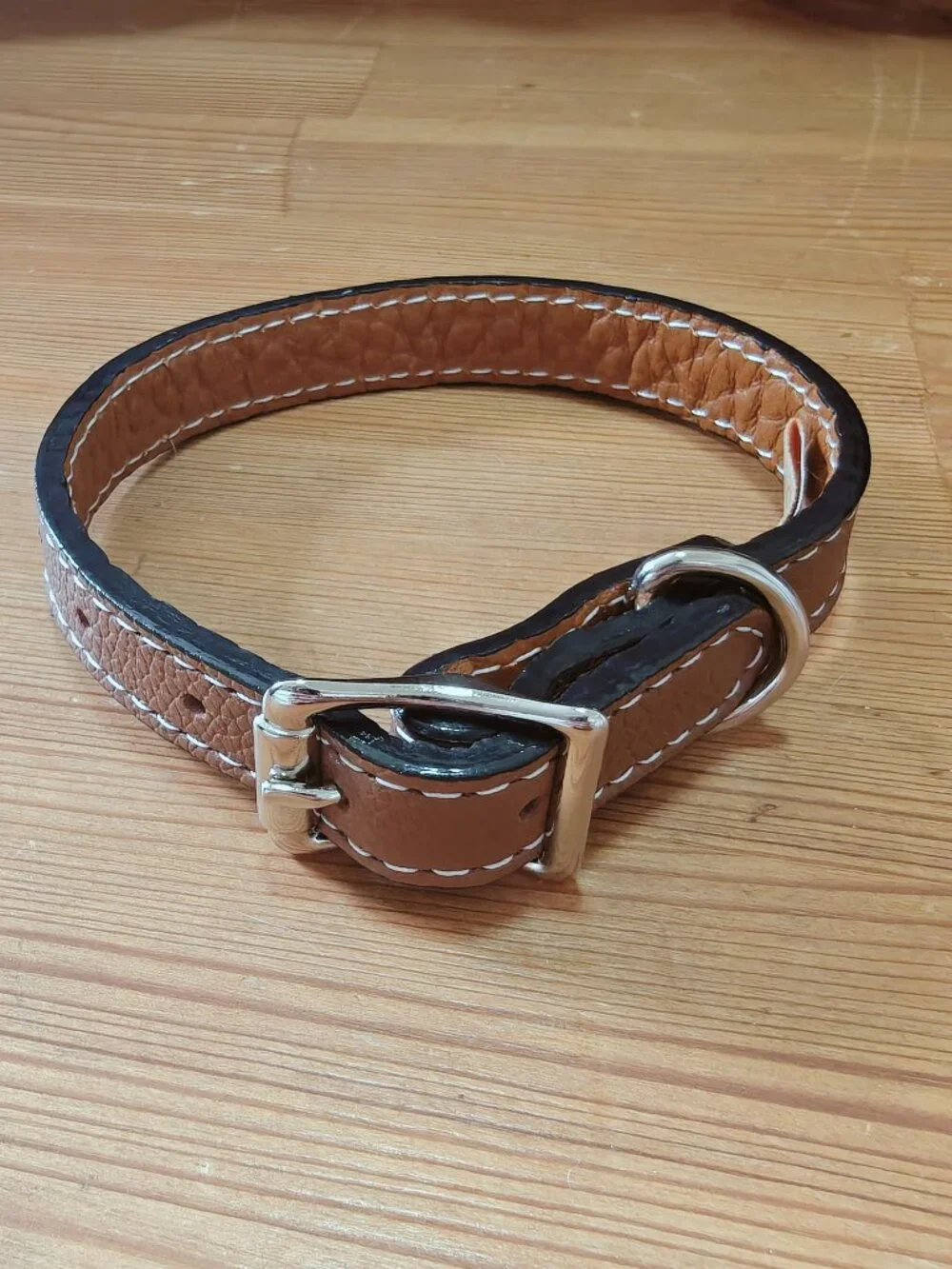 Auburn Leathercrafters Tuscan Italian Leather Collar in Brown Sz. 12